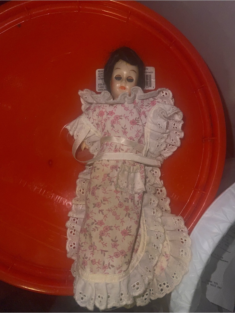 Vintage Doll in Pink Floral Dress